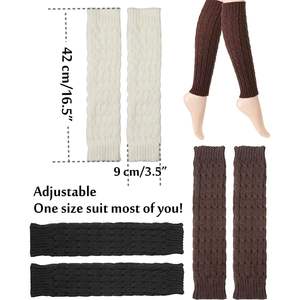 Calcetines largos de invierno para mujer, 3 pares de calentadores de piernas de punto - Product Image 4