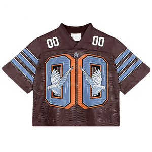 Nouveaux maillots de football américain tendance 100% polyester, imprimés par transfert thermique, logo personnalisé, séchage rapide, évacuation de l'humidité, grandes tailles - Product Image 6