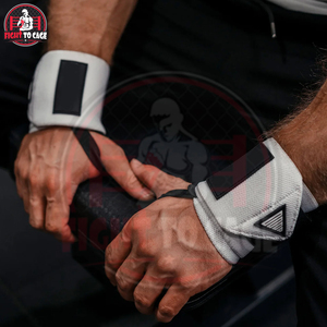 Premium Quality <b>White</b> Heavy Duty With Adjustable Elastic Thumb Loop Support For Weightlifting Gym & Powerlifting Wrist <b>Wraps</b> - Product Image 5