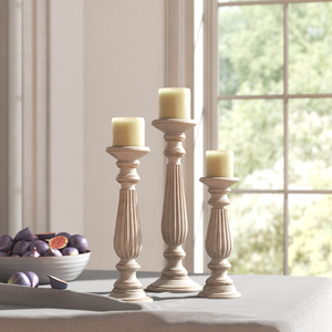 Excellent Quality Set of 3 Mango Wood <b>Candle</b> Holder With White Wash Finished <b>Candle</b> <b>Stick</b> Holder for Home Decoration - Product Image 2