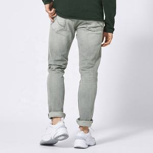 Vente en Gros Jeans pour Hommes Taille Moyenne Personnalisé Droit Hip Hop Écusson Brodé Denim Pantalon High Street Style Tissage Tricoté - Product Image 3