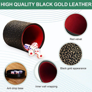 Ensemble de jeu de dés de luxe noir et or avec 6 dés et plateau rond, kit de jeu classique en plastique pour adultes - Product Image 2