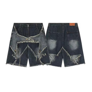 <b>Men's</b> Denim Overall Shorts Vintage <b>Dungarees</b> Jumpsuit Distressed Cotton Casual Jean Romper with Pockets Workwear Wholesale - Product Image 1