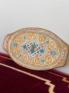 Rectangular Serving <b>Plate</b> With Bohemian Floral Pattern Handpainted Porcelain Enameled Design - Product Image 5