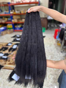 Pour les femmes noires Kinky Straight Yaki Hair Weave, Style de cheveux droits de haute qualité, Grade 12A Vietnam Hair Weaves - Product Image 6