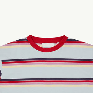 Colección Casual de Verano, Camiseta de Manga Corta con Cuello Redondo y Diseño a Rayas, Corte Cómodo y Costuras Resistentes para Niños - Product Image 2