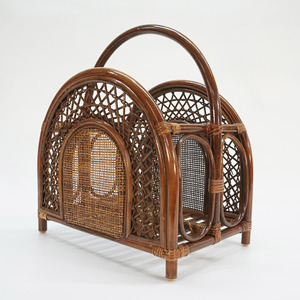 Soporte para revistas de ratán arqueado, estante para periódicos y folletos hecho a mano, organizador para oficina y hogar - Product Image 2