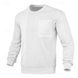 Sweat-shirt léger à manches longues pour homme, couleur blanc, anti-plis, 100 % coton biologique, tendance, grande taille - Product Image 3