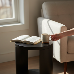 Table d'appoint décorative, table basse moderne en bois d'hévéa du Vietnam, MDF et placage de chêne, meuble décoratif pour salon - Product Image 3