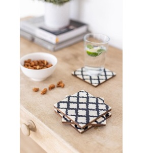 Modern Bone Inlay <b>Coasters</b> Set Handcrafted <b>Drink</b> <b>Coasters</b> for Office and Dining Use - Product Image 3