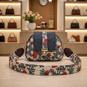 Floral Print Mini Crossbody <b>Bag</b> Waterproof Polyester <b>Shoulder</b> Handbag Magnetic Closure Adjustable <b>Strap</b> for Daily Travel - Product Image 3