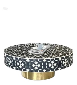 Mesa de centro con incrustaciones de hueso de diseño tradicional moderno, muebles de primera clase para sala de estar a un precio excelente - Product Image 2
