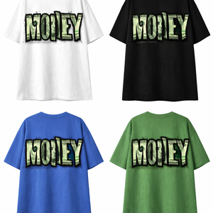 Camiseta Oversize con Estampado 'Rich Money', Cuello Redondo, Algodón con Lavado Ácido, Hombros Caídos, Transpirable y de Secado Rápido - Product Image 2