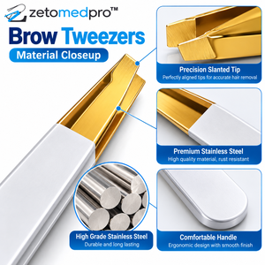 Pinzas de Cejas de Acero Inoxidable Personalizadas, Herramienta de Belleza para Depilación de Cejas de Precisión ZETOMEDPRO - Product Image 3