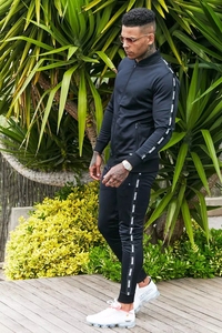 Conjunto Deportivo Negro para Hombre, Sudadera con Capucha y Cordón Ajustable, Bolsillos Laterales, Transpirable, Ropa Casual de Calle, Color Sólido - Product Image 2