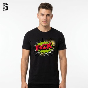 Camiseta Negra de Manga Corta para Hombre con Estampado Digital de Dibujos Animados, Cuello Redondo, Corte Regular, Estilo Casual, 100% Algodón Jersey - Product Image 1