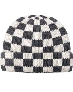Gorro de Punto Personalizado con Diseño de Tablero de Ajedrez Gris y Blanco, Gorro de Invierno Cálido con Borde, Gorro de Punto Acrílico Suave, Unisex, Estilo Urbano - Product Image 1