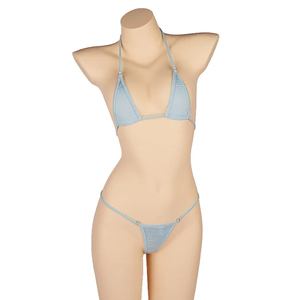 Ensemble bikini deux pièces pour femme, rouge, avec soutien-gorge triangle en dentelle à licol, coupe haute, dos nu, couleur unie, en Spandex/Polyester, respirant et à séchage rapide - Product Image 4