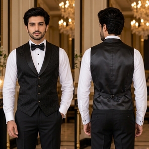 Chaleco Formal para Hombre con Tela de Traje Suave, Paneles Frontales Estructurados, Correa Ajustable en la Cintura, Cierre Clásico con Botones y Diseño Refinado - Product Image 6