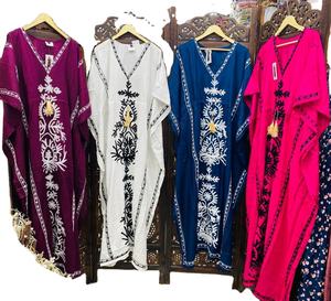 COTON LONG CAFTAN STYLE INDIEN KIMONO LONG BREEZY BOHEMIEN COULEUR SOLIDE CAFTAN BEACH WEAR CASUAL KIMONO - Product Image 4