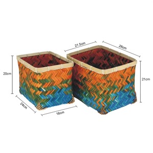Handwoven Bamboo Storage <b>Basket</b> <b>Square</b> Wicker Organizer Bin for Kitchen Living Room Bedroom Toy and Clothes - Product Image 4