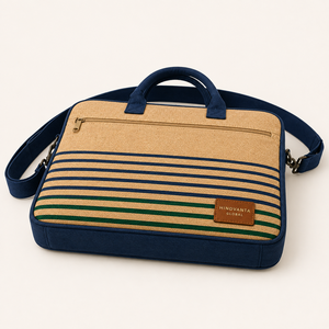 Sac à dos pour ordinateur portable en jute durable, sacoche bandoulière grande capacité pour affaires, voyages et école, avec fermeture éclair rayée - Product Image 2