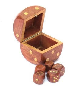 Jeu de dés en bois sculpté avec boîte de rangement, durable, multicolore, pour jeux de société, jeux de table, décoration intérieure - Product Image 1