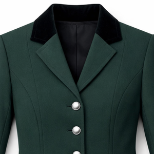 Chaqueta de Equitación Verde de Lujo - Abrigo para Montar a Caballo con Cuello de Terciopelo - Blazer Profesional para Salto Ecuestre - Product Image 3