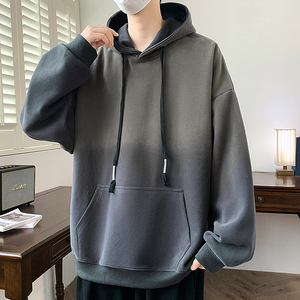 Sudadera con Capucha Azul Extra Grande para Hombre, Color Sólido, Informal, de Algodón, Felpa Francesa, con Bolsillo, para Otoño - Product Image 2