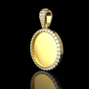 Moissanite Diamond Round Photo Frame Pendant in 14K Gold Plated Forever Memory <b>Locket</b> 925 Silver Moissanite Round Cut Diamond - Product Image 2