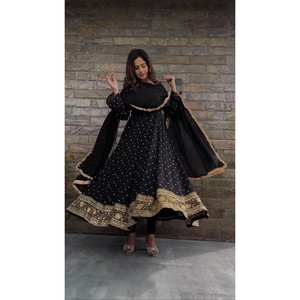 Vestido de fiesta XL con dupatta embellecido y hilo y trabajo de secuencia - Product Image 4