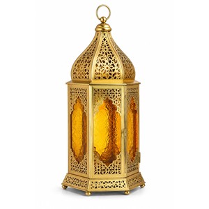 <b>Gold</b>-Plated Brass Moroccan Pierced <b>Lantern</b> Wholesale | Handcrafted Decorative Lighting - Product Image 1