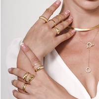 Bague Minimaliste en Or Vermeil 18 carats pour Femme, Bague Personnalisée en Argent Sterling 925, Grande Bague Chevalière Basique, Vente en Gros