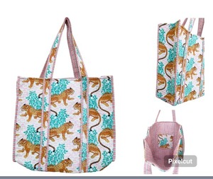 Womens Quilted Hand Block Printed Tote Bag - Product Image 4