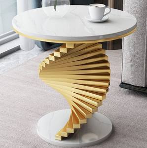 Mesas Auxiliares de Lujo con Tapa de Mármol, Bañadas en Oro, Elegantes Mesas de Centro para Sala de Estar, Salón, Oficina, Mesa de Café - Product Image 1