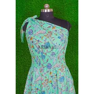 Vestido Midi Elegante de Algodón Amarillo Ecológico para Mujer, con Estampado Floral, Ligero, de un Solo Hombro, Estilo Línea A, para la Playa y Fiestas en la Piscina - Product Image 3