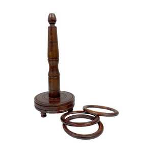 Jeu de lancer d'anneaux en bois artisanal de qualité supérieure, jeu de quilles vintage en bois, pièce de jeu de table pour salon et usage intérieur - Product Image 4