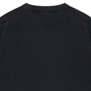 Camiseta Negra Oversize de Manga Corta para Hombre con Estampado Minimalista en el Pecho, Cuello Redondo de Algodón, Estilo Casual Urbano, Top Básico, Venta al por Mayor, Fábrica OEM - Product Image 4