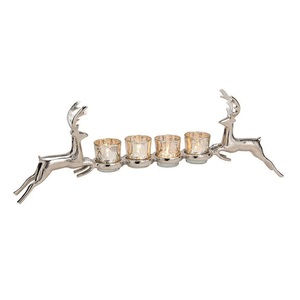 Classic design Silver deer candle holder with wooden base decorative tealight candle <b>stand</b> luxury animal candle holder - Product Image 3