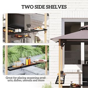 Abri de barbecue à double niveau 8FT X 5FT avec 2 étagères latérales et 10 crochets, auvent et pergola pour patio et jardin - Product Image 5