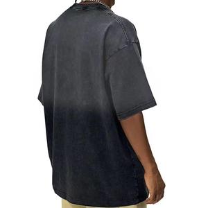 Camiseta de hombre con lavado ácido, estilo vintage, oversize, rasgada, con dobladillo irregular y efecto desgastado, 2025, venta al por mayor, personalizada, 100% algodón, manga corta - Product Image 4