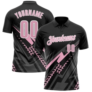 เสื้อโปโลดีไซน์ลวดลายเปลวไฟ 3 มิติ สีดำ-น้ำเงิน รุ่นขายดีที่สุดในอุตสาหกรรมขายส่งโดยตรง สำหรับเล่นบิลเลียด 8 ลูก - Product Image 6