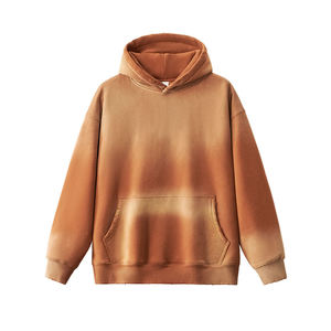 Sweat à capuche personnalisé délavé dégradé, coupe oversize, style streetwear, en molleton épais, effet vieilli, avec logo personnalisé, haut décontracté à capuche - Product Image 4
