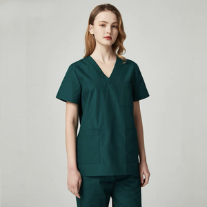 Blouse d'hôpital pour homme, col en V, violette, en coton et polyester tissé - Product Image 6