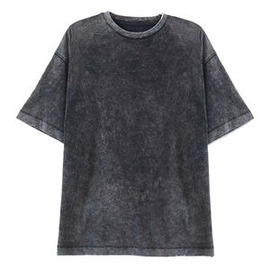 Camisetas para hombre con efecto acid wash, tela de mezcla de algodón con lavado ácido desgastado, corte relajado, material transpirable, manga corta, estilo casual y moderno. - Product Image 6