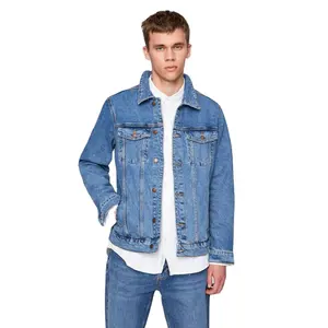 Hersteller individuell und Großhandel neuestes Design Denim blaue Jeans Jackett Mantel für Herren günstiger Preis