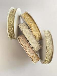 Ribete de encaje de poliéster bordado vintage de ganchillo, soluble en agua, a rayas de colores, para decoración de jardín, ¡Gran oferta del fabricante! - Product Image 5