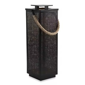 Lantern Square Chrome Silver Stainless Steel <b>Glass</b> <b>Candle</b> <b>Holder</b> Braided Handle Home Hotel Lighting Decor Table Top Lantern - Product Image 4