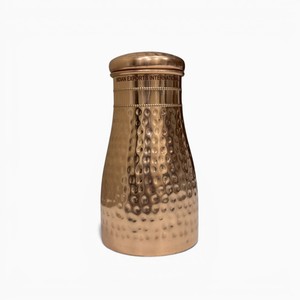 Botella de Agua de Cobre Martillado con Tapa, Diseño Tradicional, Portátil (cobre puro certificado) - Product Image 3