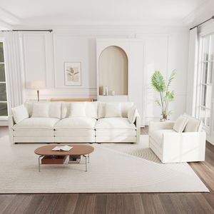 Set Divano Moderno a 3 Pezzi per Soggiorno 1+ Divano Sezionale Imbottito con Seduta Profonda per Appartamento 1+ - Product Image 2